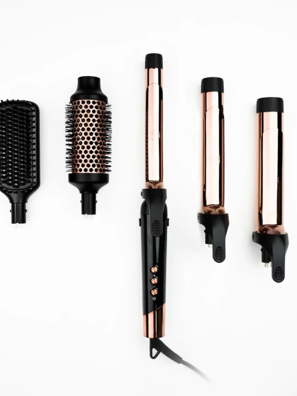 Long Barrel Titanium Curling Iron - Rose Gold & Black